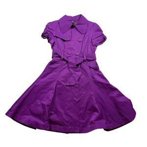 Vintage Bebe Purple Belted Trench Dress Kate Middleton Quiet Luxury Preppy S